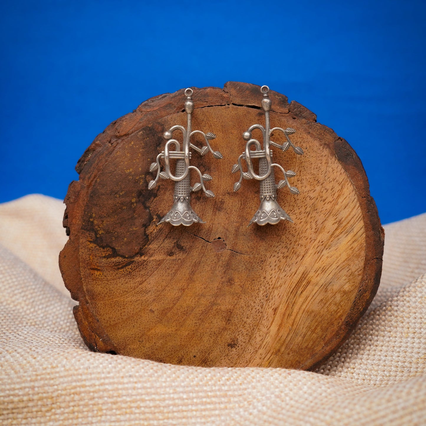 Naadini- Silver Brass oxidised stud earrings