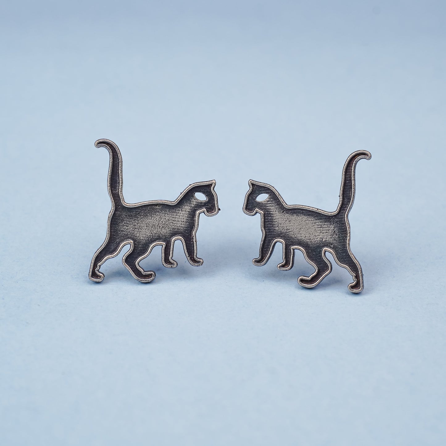 Marjari- Silver Brass oxidised stud earrings