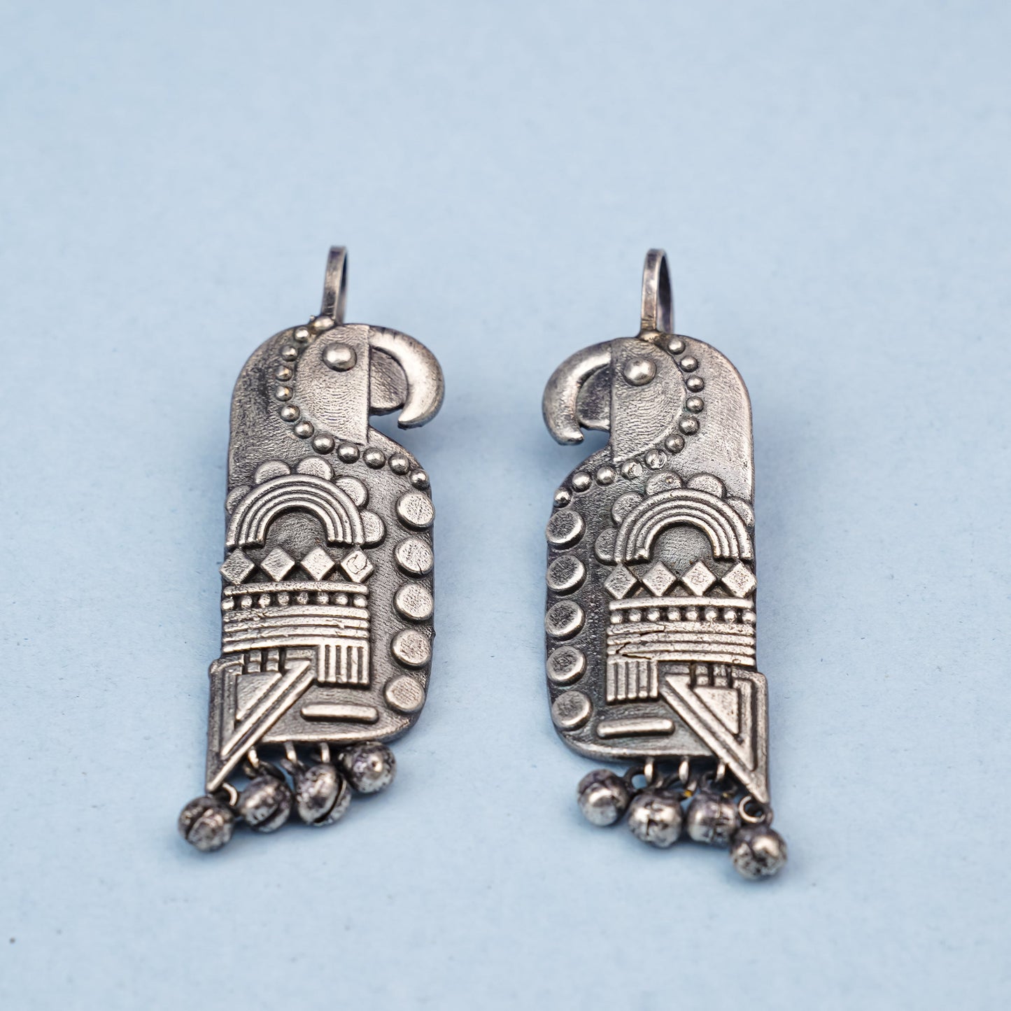 Kalrav – Silver-Toned Handcrafted Brass Dangler Earrings