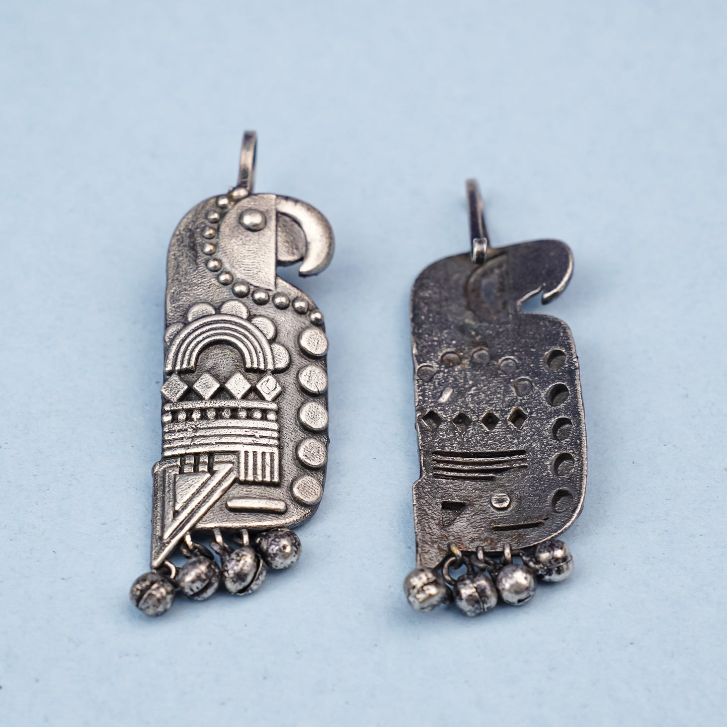 Kalrav – Silver-Toned Handcrafted Brass Dangler Earrings