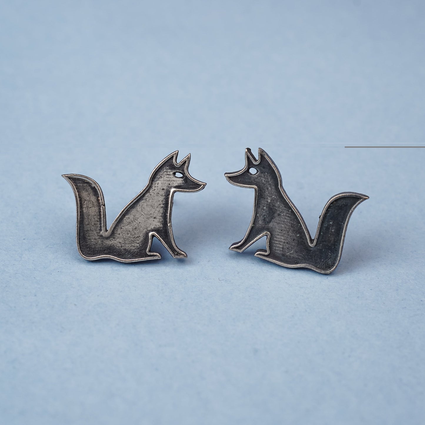Chatur- Silver Brass oxidised stud earrings