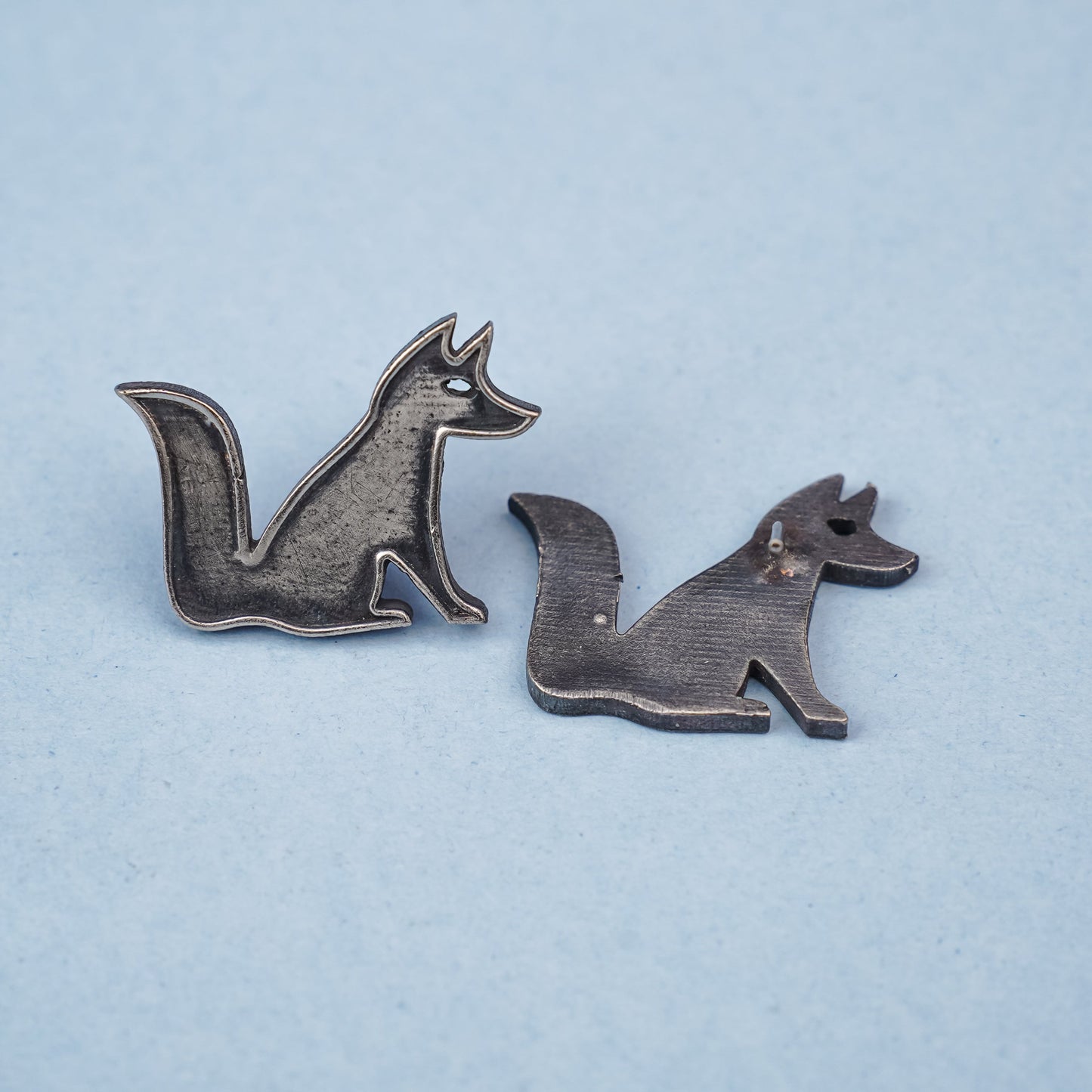 Chatur- Silver Brass oxidised stud earrings