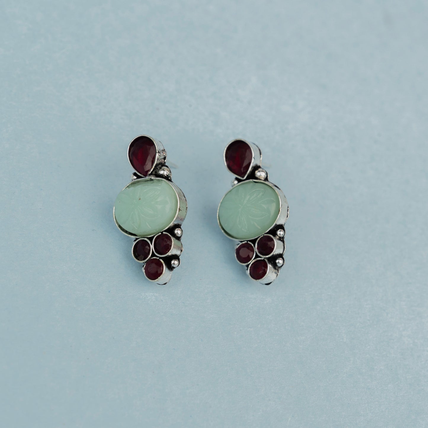 ShilpaRatna- Brass Stone-Studded stud earrings(Green)