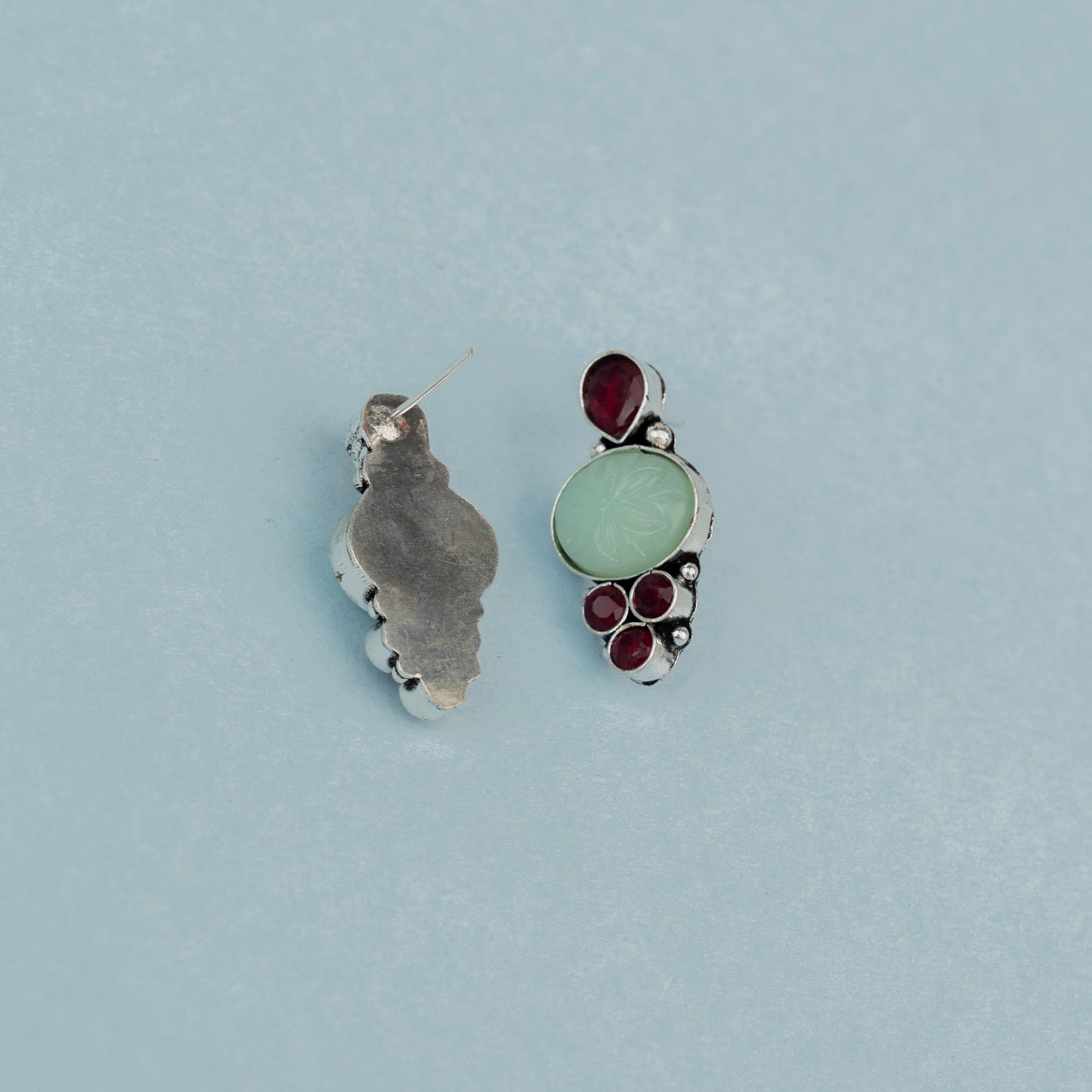 ShilpaRatna- Brass Stone-Studded stud earrings(Green)
