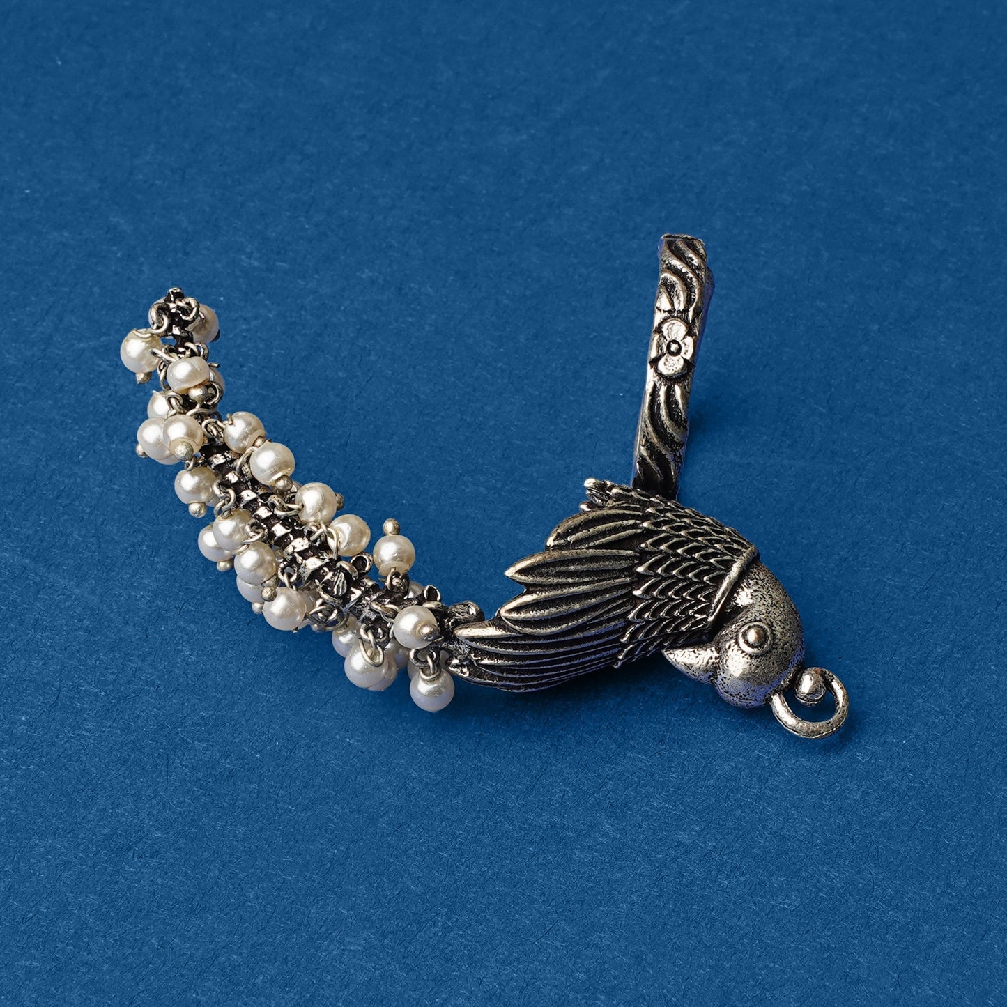 MorMoti- Silver Brass Oxidised pearl ring
