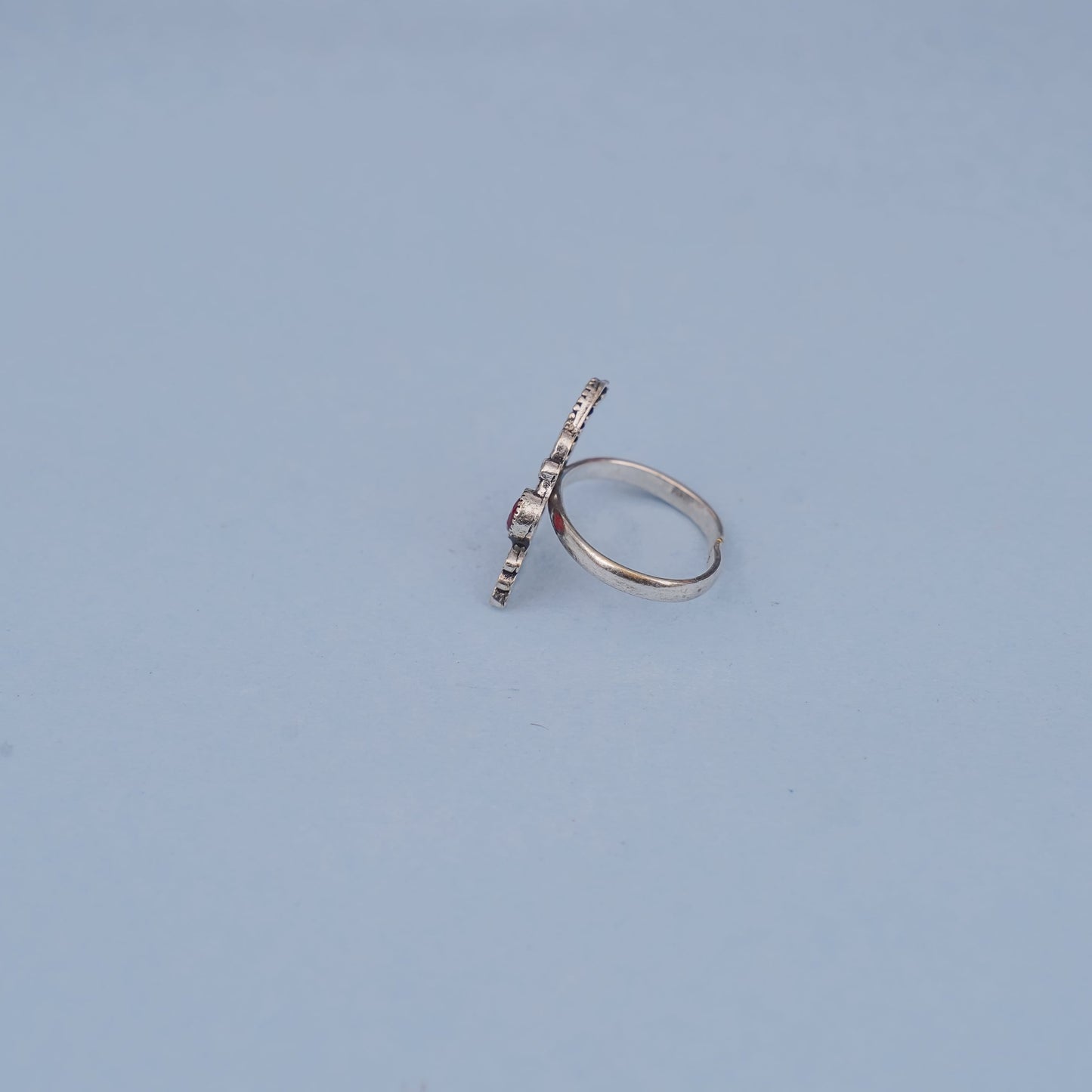 Pankh- Silver oxidised ring