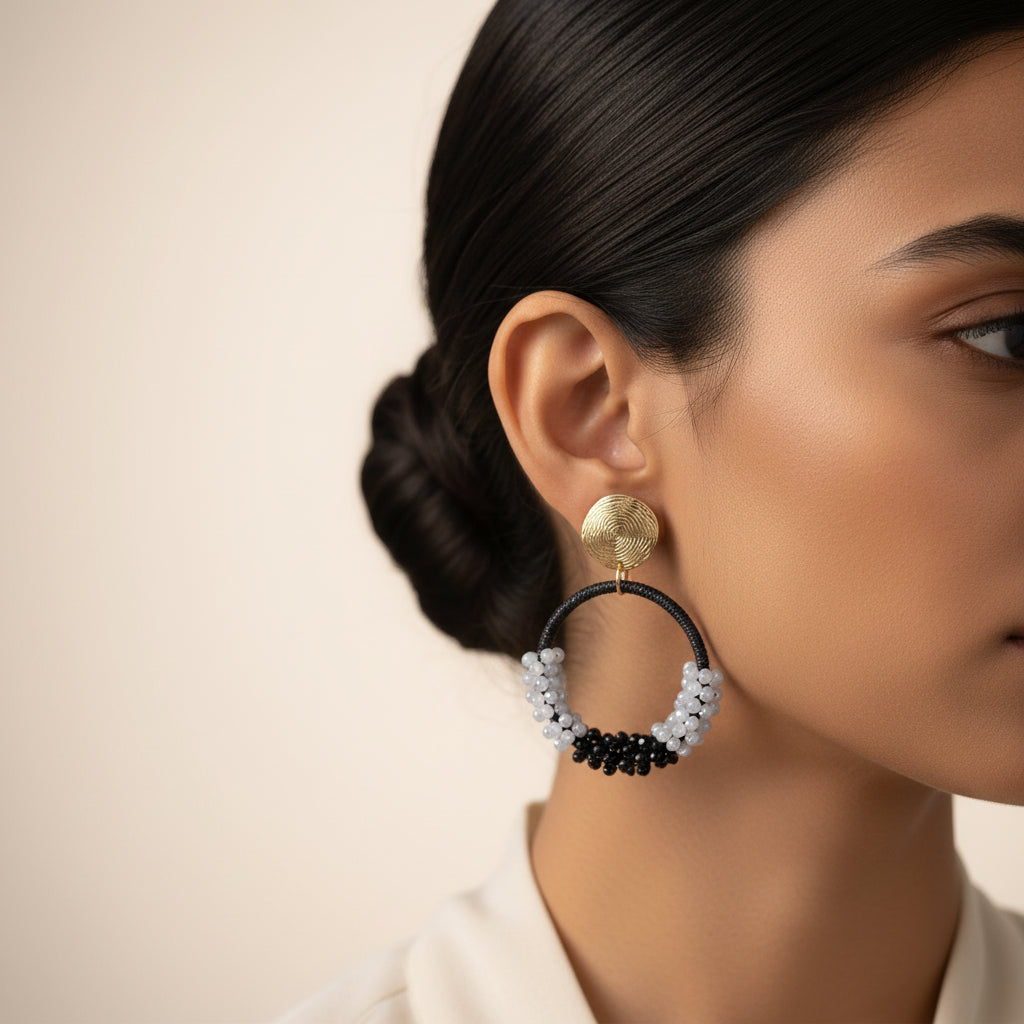 Galaxy glow- Beaded dangler earrings (Black)
