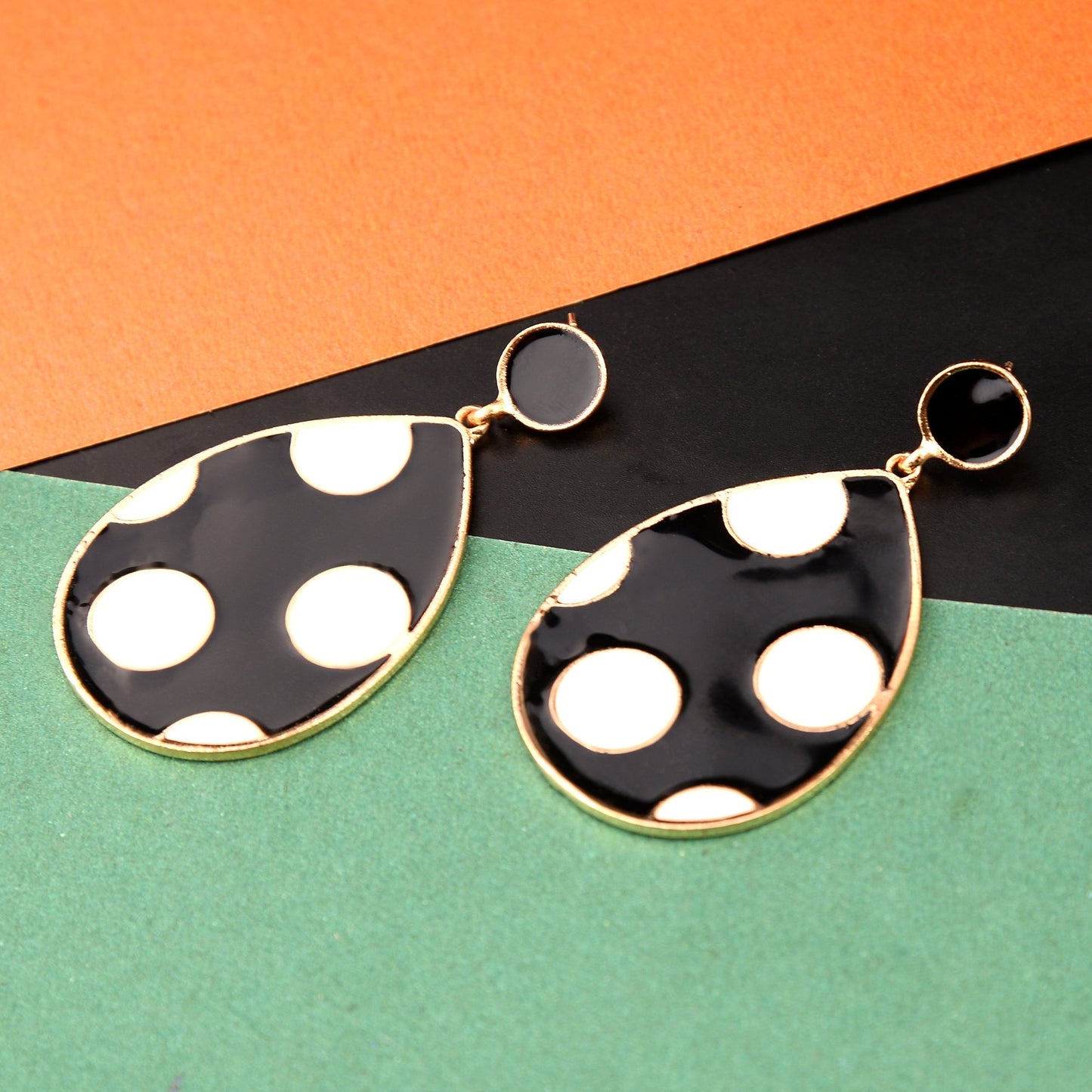 Polka pretty- Polka dotted dangler earrings