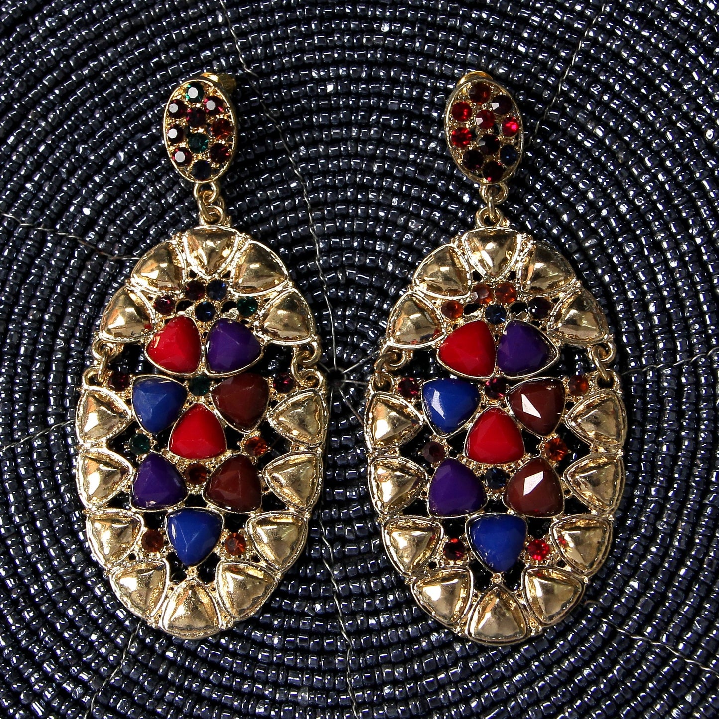 Majestic Bloom- Stone studded dangler earrings