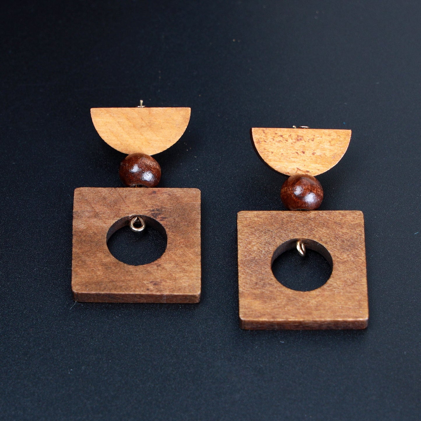Geo Rush- Wooden dangler earrings